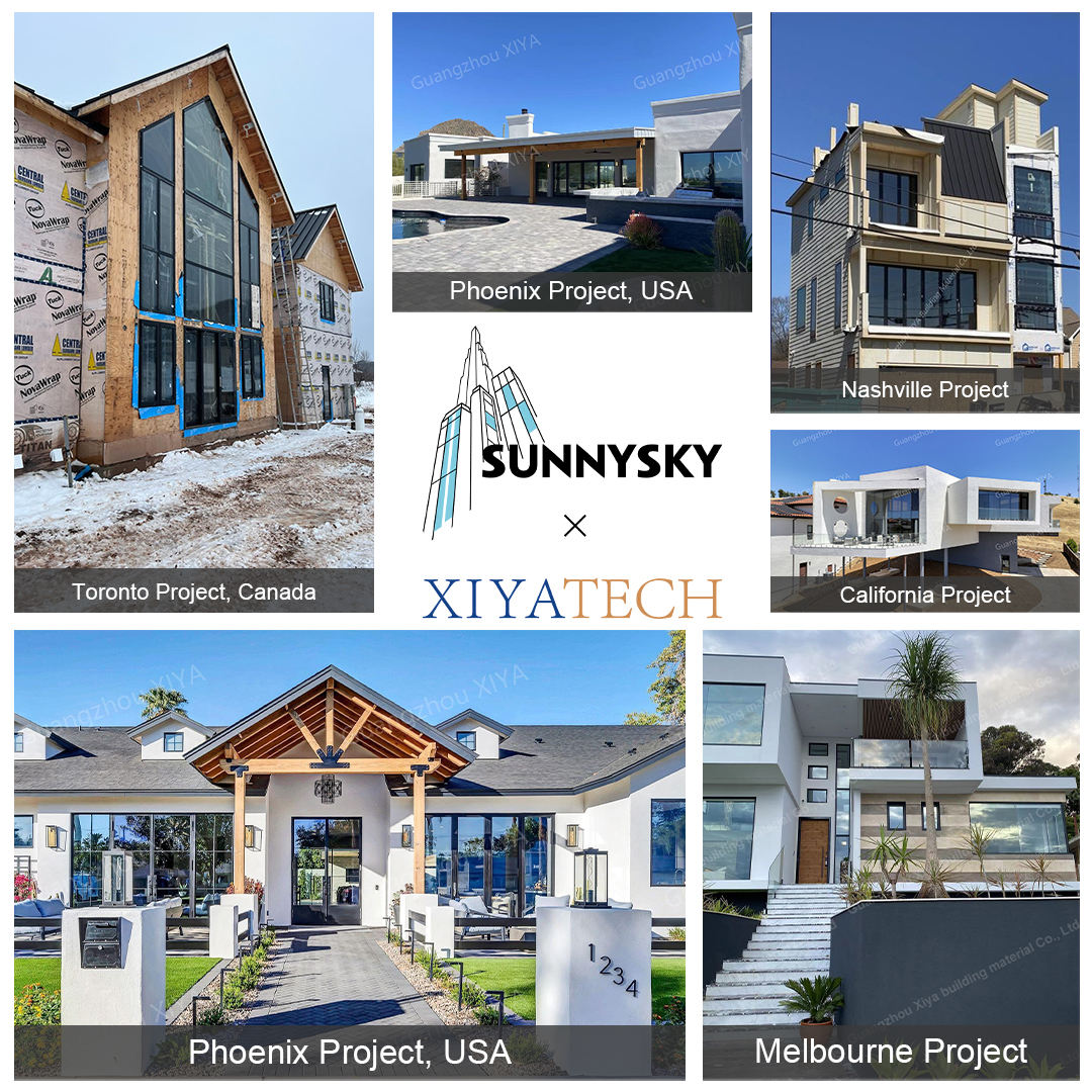 Sunnysky Factory Groothandel Residentiële Buitendeuren Hoofdingang Commerciële Buitendeuren Aluminium Dubbelglas Franse Draaideur