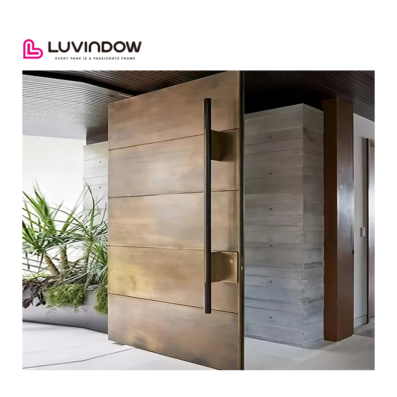 Luvindow Amerikaanse stijl, eigentijdse, moderne houten voordeur voor huizen, moderne draaideur voor buiten