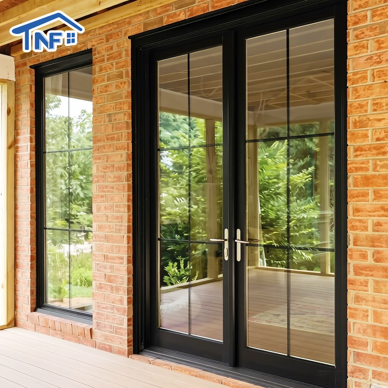 Moderne aluminium openslaande deur (Franse deur) voor werkplaats/appartement, met gehard glas.