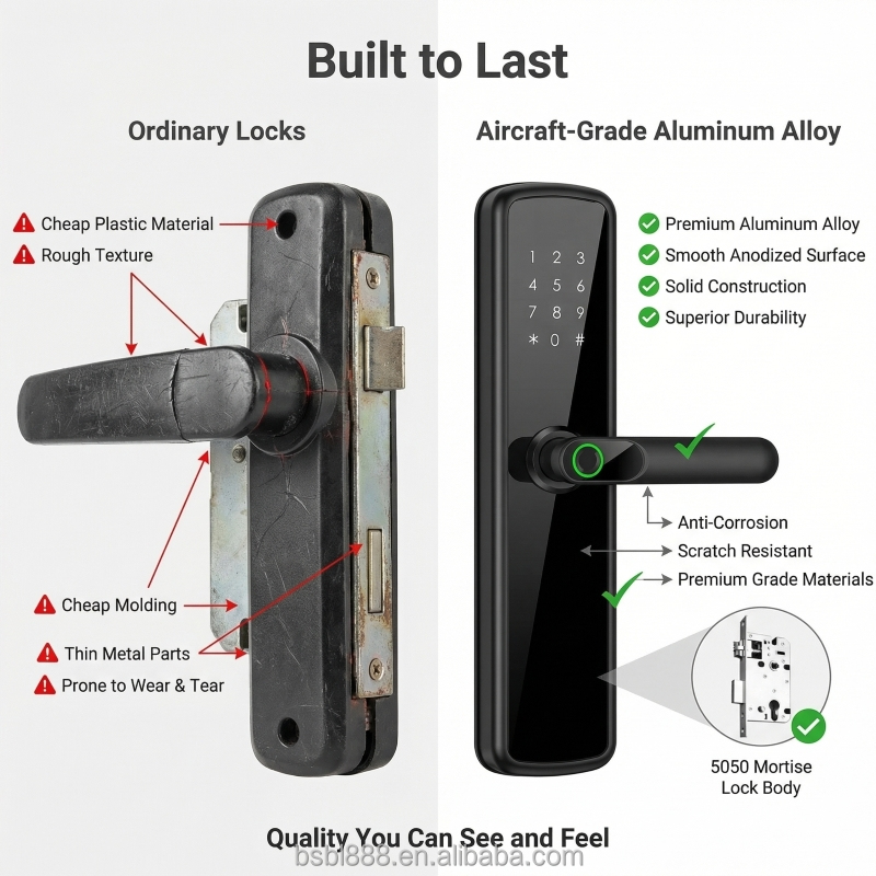 Groothandel slim slot Tuya Alexa TTLock WiFi Cloud Vingerafdruk RFID slim deurslot voor houten, aluminium en stalen deuren (aluminiumlegering)