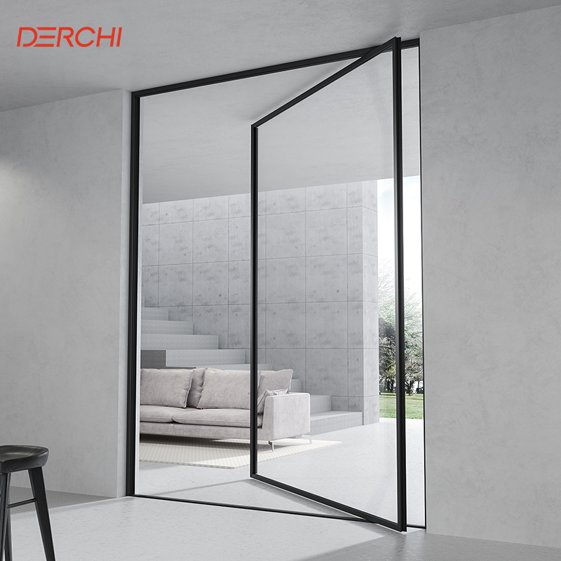 DERCHI Veiligheidsdeur van luxe aluminium met draaideur, zware uitvoering, thermische onderbreking, groot glas, aluminium draaideur voor moderne huizen
