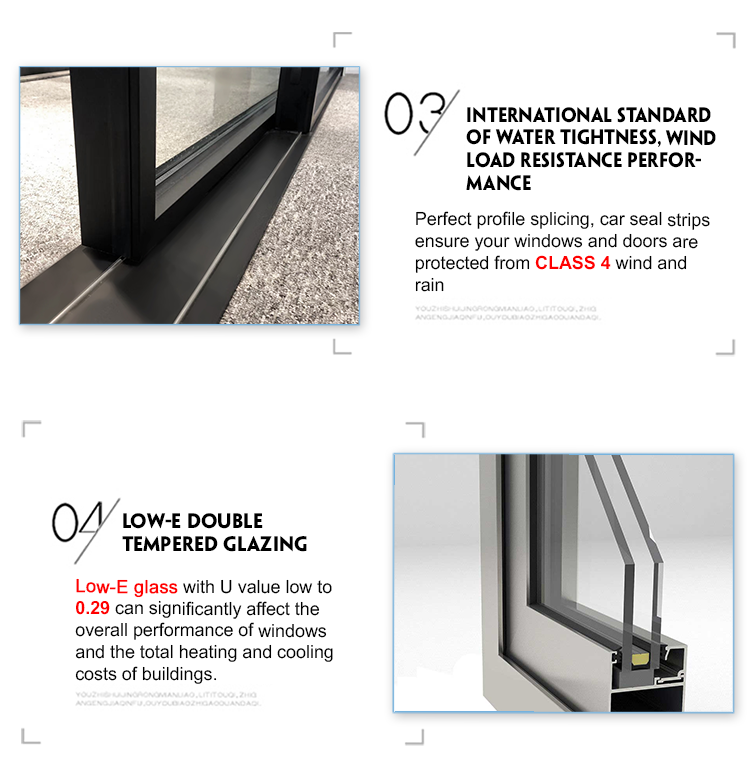 Sunnysky Commercial Modern Shop Storefront Sliding Glass Doors Aluminum Front Entry Doors Fiberglass Exterior Large Glass Doors