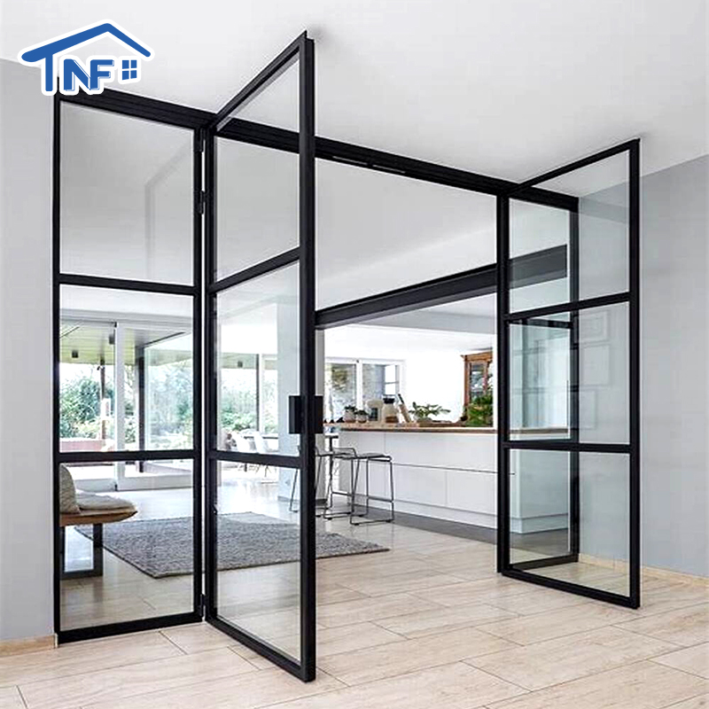 Moderne aluminium openslaande deur (Franse deur) voor werkplaats/appartement, met gehard glas.