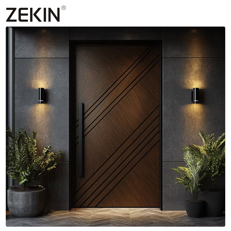 ZEKIN Luxe Voordeur Bruine Draaideur Buitendeur Veiligheid Aluminium Voordeur Draaideur voor Thuis
