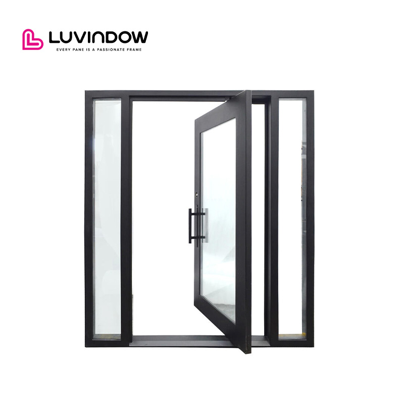 Moderne voordeur, warmte-isolerende aluminium draaideur met dubbel glas.