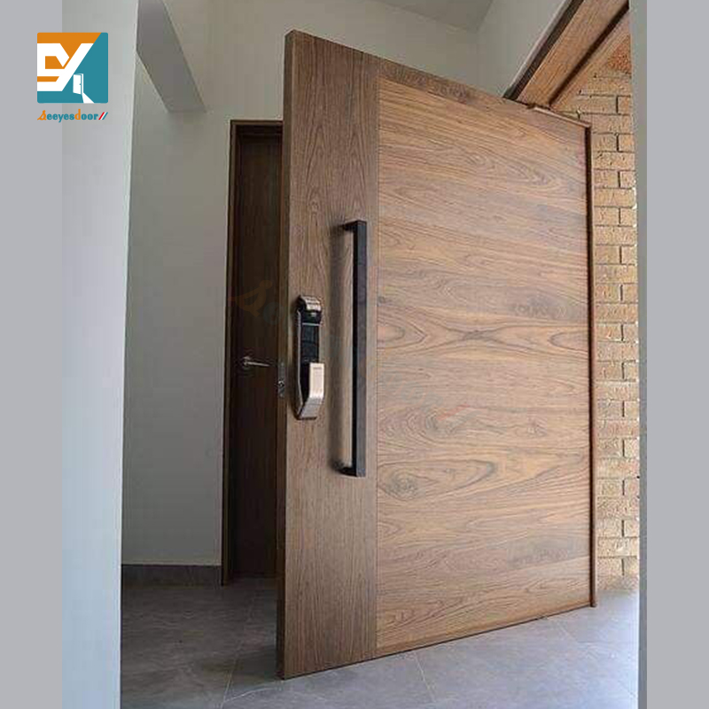 Seeyesdoor Moderne Huisbeveiliging Draaideur Staal Aluminium Dubbele Voordeur Luxe Walnoot Massief Houten Voordeur