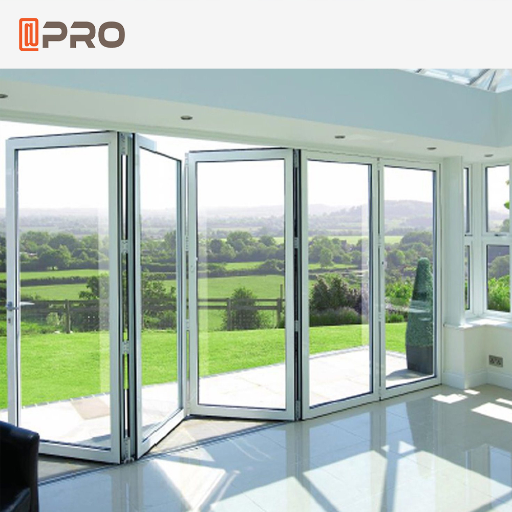 APRO Amerikaanse aanbieding NFRC-gecertificeerde aluminium vouwdeur met glas, accordeondeur, terrasdeur met vouwsluiting