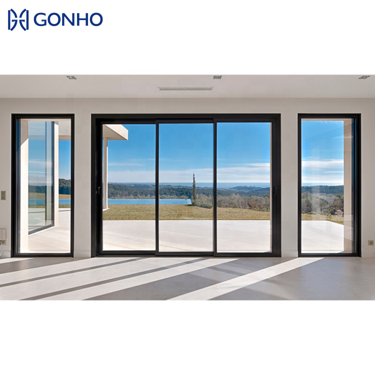 GONHO Franse deur voor balkon, aluminium schuifdeur, geluidsisolerende terrasdeur, dubbele beglazing, stalen balkondeur