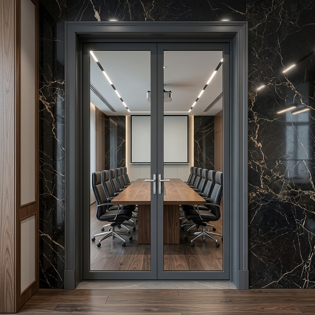 Moderne design dubbele glazen entree, frameloze schuifdeur, draaideur, draaideuren