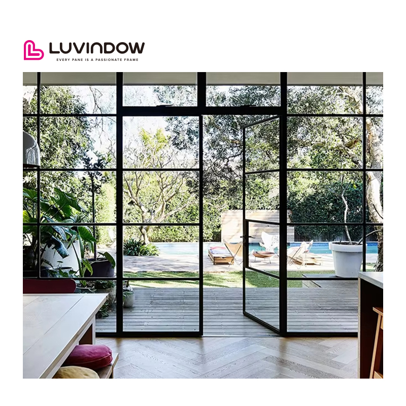 Luvindow Best Seller Aluminium Automatische Buitendeur met Dubbel Glas, Sectioneel Ontwerp, Warm Glas, Toegangsdeuren voor Woningen