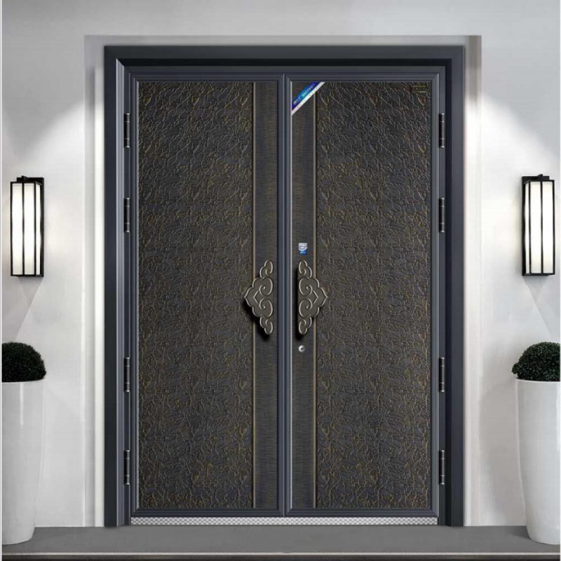 Luxe dubbele buitendeur van gegoten aluminium met staalkern
