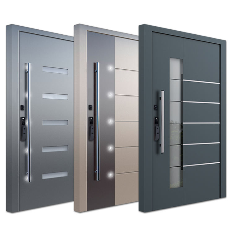 Prettyhouse Custom Buitendeur met Draai-Pivot Luxe Veiligheids Aluminium Voordeur Moderne Beveiligings Anti-diefstal Voordeur