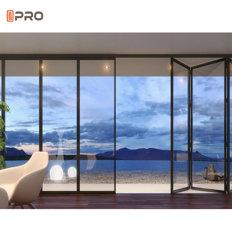 APRO Amerikaanse aanbieding NFRC-gecertificeerde aluminium vouwdeur met glas, accordeondeur, terrasdeur met vouwsluiting