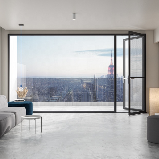Nuoxin Moderne Aluminium Draaideur 6063-T6 Thermische Onderbreking Dubbelglas Geluidsisolerend Waterdicht Orkaanbestendig Voordeur