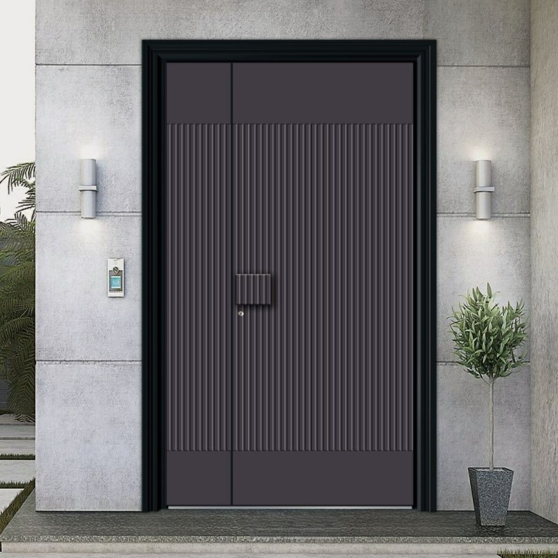 HuiAng hoogwaardige, op maat gemaakte luxe buitendeur, minimalistisch design voor villa's, veiligheidsontwerp, gegoten aluminium, waterbestendig, 1 jaar garantie
