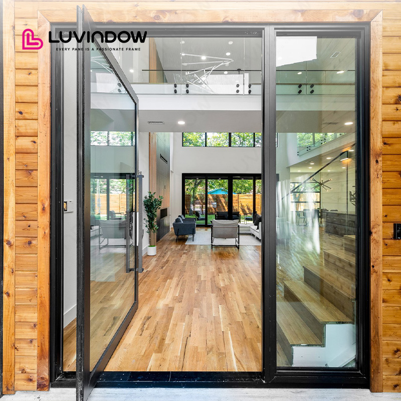 Luvindow aluminium glazen deur, moderne hoofdingang, veiligheidsdeur voor luxe woningen, appartementen, buitengebruik, geluidsdicht