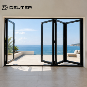 Robuuste aluminium vouwdeuren met glas, thermische onderbreking, waterdicht, veiligheidsscherm, geschikt voor villa, balkon, terras en dubbele beglazing.