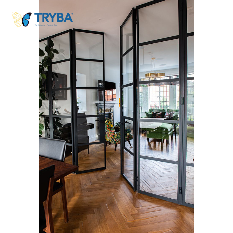 Moderne, design aluminium vouwdeuren voor buiten, economische accordeonstijl met verticaal vouwbaar hor.