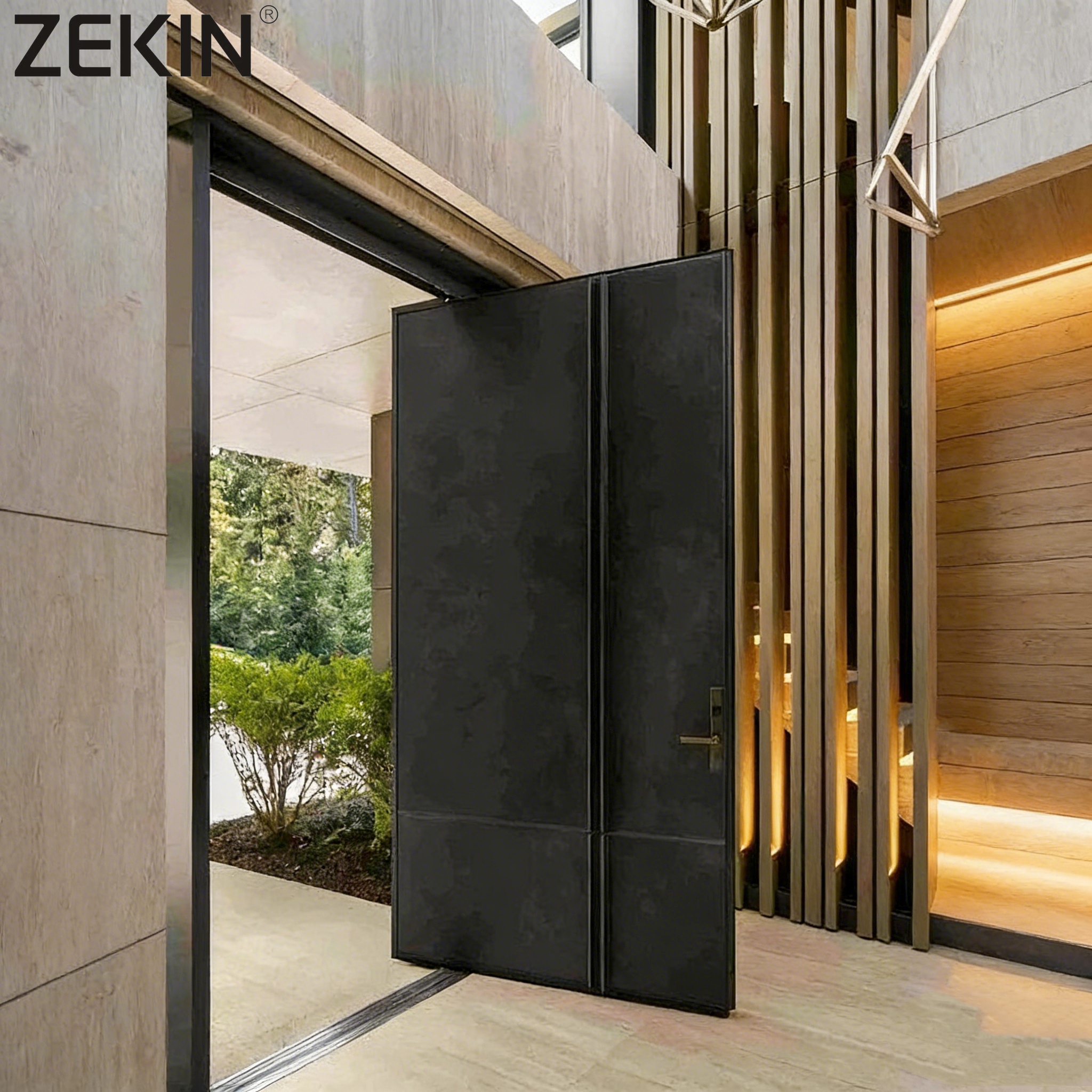 ZEKIN Chinese fabriek metalen veiligheidsvoordeur, aluminium draaideur, gepantserde deuren met slim slot en gezichtsherkenning.