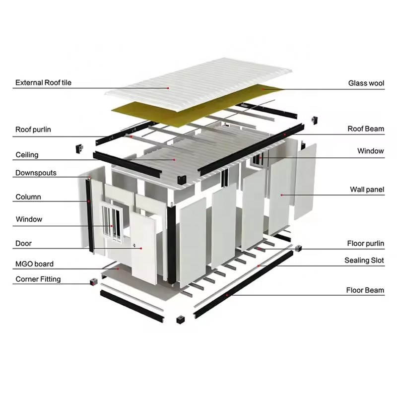 Luxe containervilla met 2 verdiepingen, prefab modulaire woning, groene, energiezuinige landelijke villa