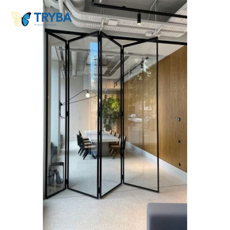 Moderne, design aluminium vouwdeuren voor buiten, economische accordeonstijl met verticaal vouwbaar hor.