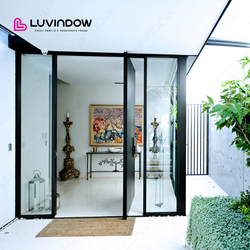 Luvindow aluminium glazen deur, moderne hoofdingang, veiligheidsdeur voor luxe woningen, appartementen, buitengebruik, geluidsdicht